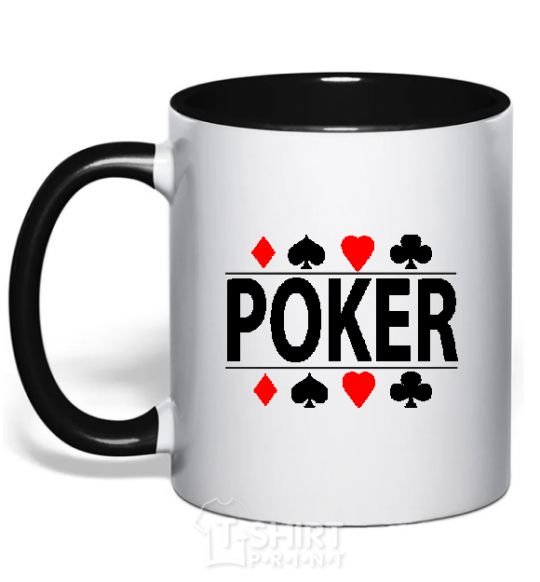 Mug with a colored handle POKER Game black фото