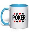 Mug with a colored handle POKER Game sky-blue фото