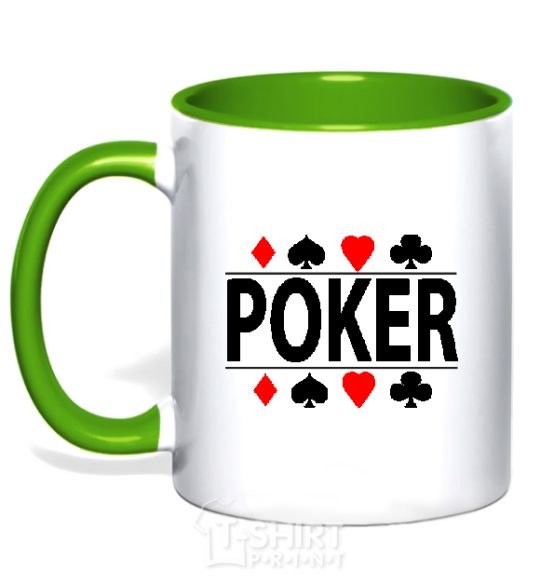 Mug with a colored handle POKER Game kelly-green фото