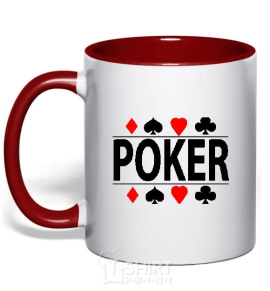 Mug with a colored handle POKER Game red фото