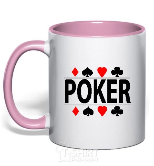 Mug with a colored handle POKER Game light-pink фото