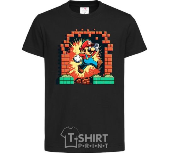 Детская футболка Super Mario blocks Черный фото