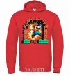 Men`s hoodie Super Mario blocks bright-red фото