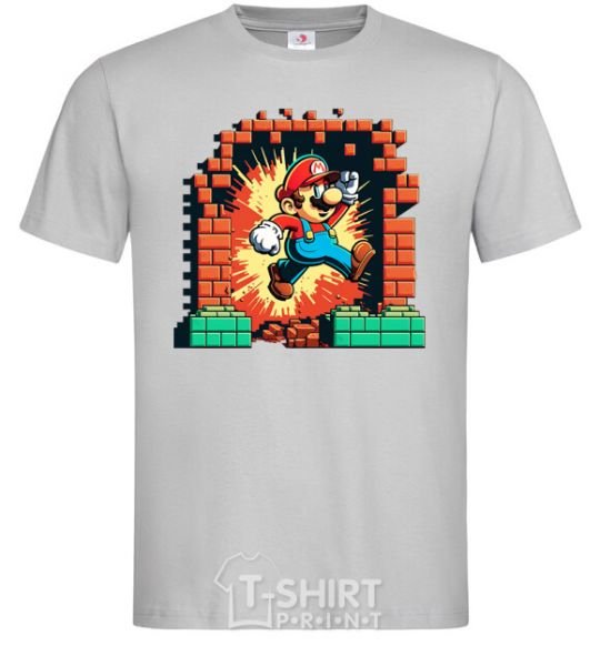 Men's T-Shirt Super Mario blocks grey фото