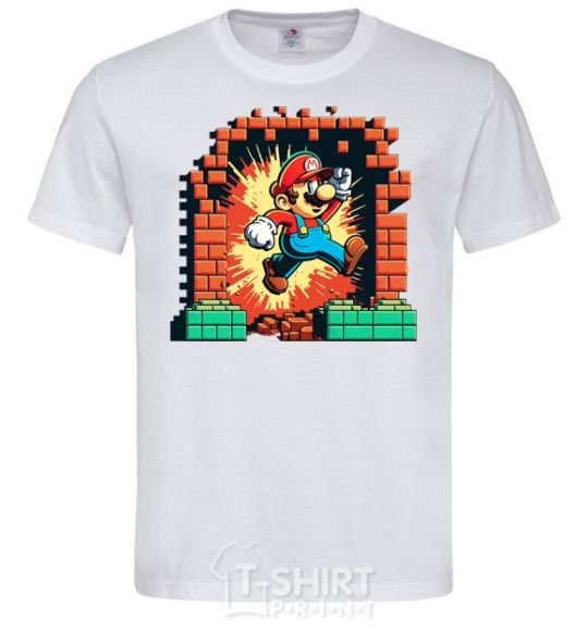 Men's T-Shirt Super Mario blocks White фото