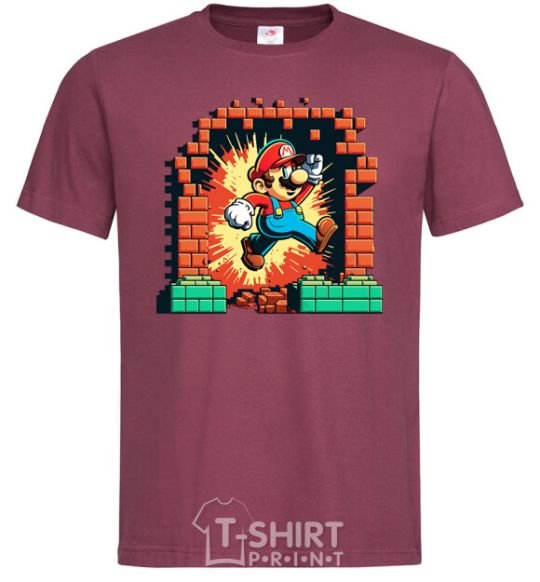 Men's T-Shirt Super Mario blocks burgundy фото