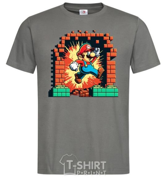 Men's T-Shirt Super Mario blocks dark-grey фото