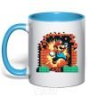 Mug with a colored handle Super Mario blocks sky-blue фото