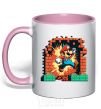 Mug with a colored handle Super Mario blocks light-pink фото