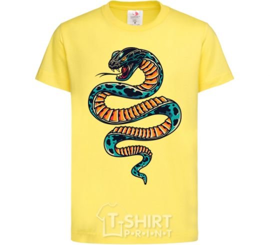 Kids T-shirt Blue snake in spots cornsilk фото