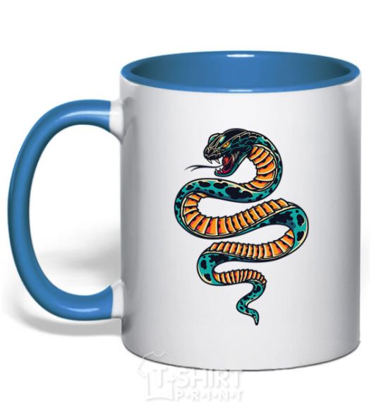 Чашка с цветной ручкой Синяя змея в пятна Ярко-синий фото