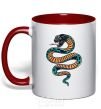 Чашка с цветной ручкой Синяя змея в пятна Красный фото