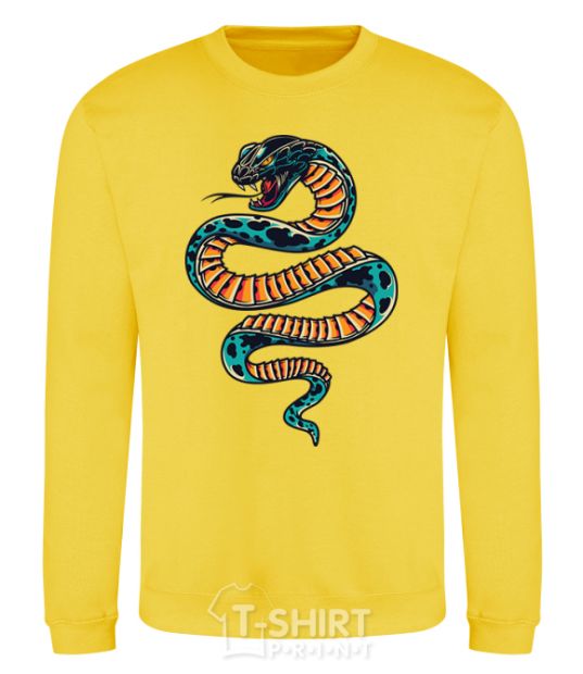 Sweatshirt Blue snake in spots yellow фото