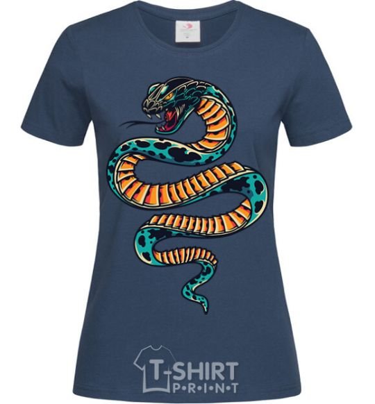 Women's T-shirt Blue snake in spots navy-blue фото