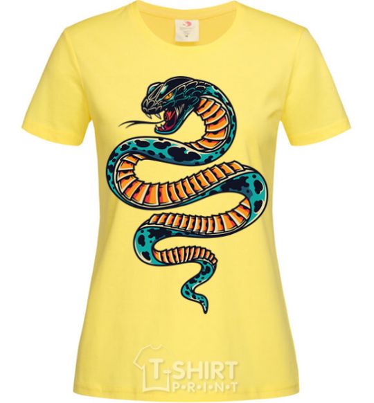 Women's T-shirt Blue snake in spots cornsilk фото