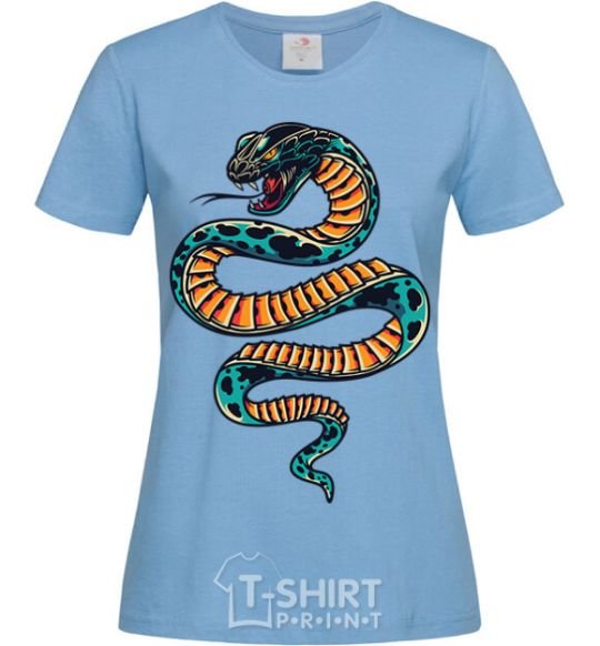 Женская футболка Синяя змея в пятна Голубой фото
