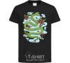 Kids T-shirt A rattlesnake with leaves black фото