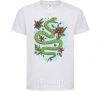 Kids T-shirt A rattlesnake with leaves White фото