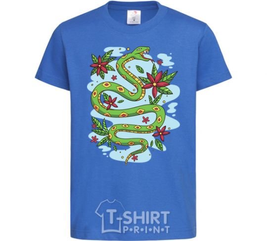 Детская футболка Гремучая змея с листиками Ярко-синий фото