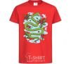 Kids T-shirt A rattlesnake with leaves red фото