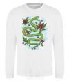 Sweatshirt A rattlesnake with leaves White фото