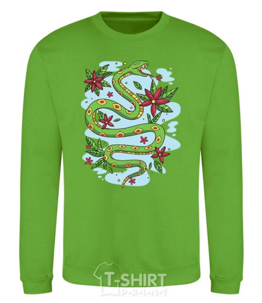 Sweatshirt A rattlesnake with leaves orchid-green фото