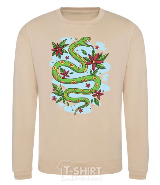 Sweatshirt A rattlesnake with leaves sand фото