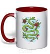 Mug with a colored handle A rattlesnake with leaves red фото