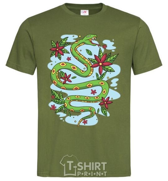 Men's T-Shirt A rattlesnake with leaves millennial-khaki фото