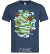 Men's T-Shirt A rattlesnake with leaves navy-blue фото