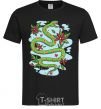 Men's T-Shirt A rattlesnake with leaves black фото