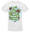 Men's T-Shirt A rattlesnake with leaves White фото