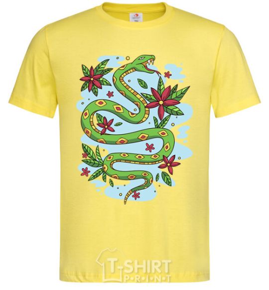 Men's T-Shirt A rattlesnake with leaves cornsilk фото