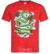 Men's T-Shirt A rattlesnake with leaves red фото