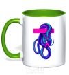 Mug with a colored handle Neon kite kelly-green фото
