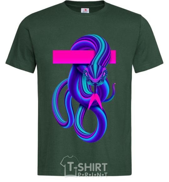 Мужская футболка Неоновый змей Темно-зеленый фото