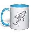 Mug with a colored handle Kit outlines sky-blue фото