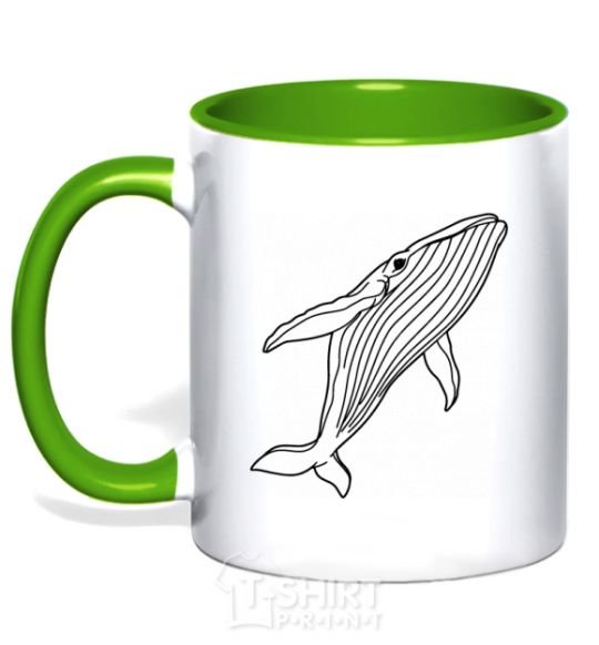 Mug with a colored handle Kit outlines kelly-green фото