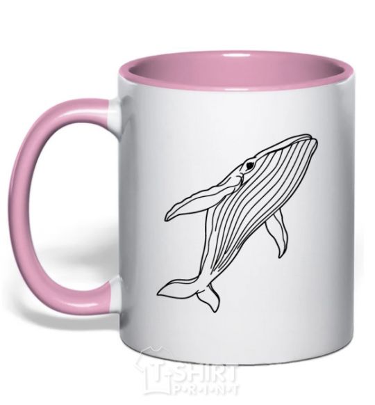 Mug with a colored handle Kit outlines light-pink фото