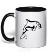 Mug with a colored handle Orca whale black фото