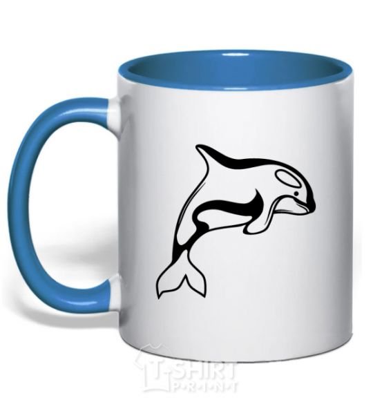 Mug with a colored handle Orca whale royal-blue фото