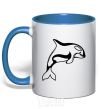 Mug with a colored handle Orca whale royal-blue фото