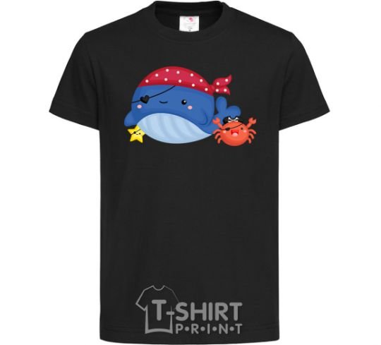 Kids T-shirt Whale and crab pirates black фото