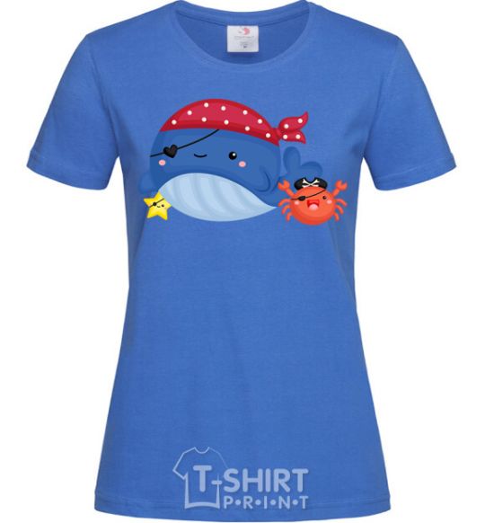 Women's T-shirt Whale and crab pirates royal-blue фото