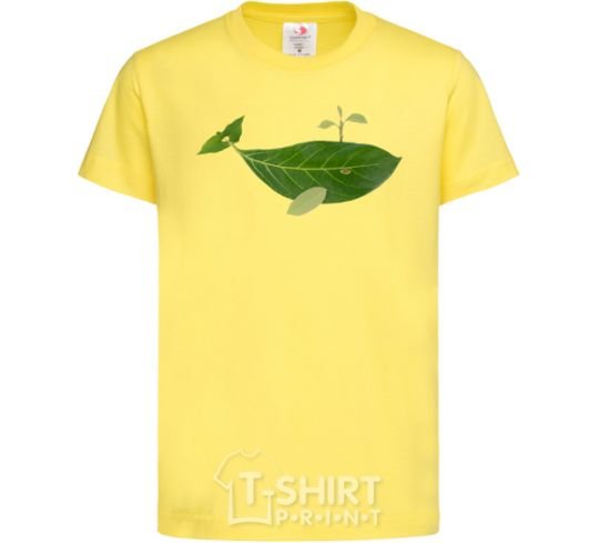 Kids T-shirt A whale of a leaf cornsilk фото