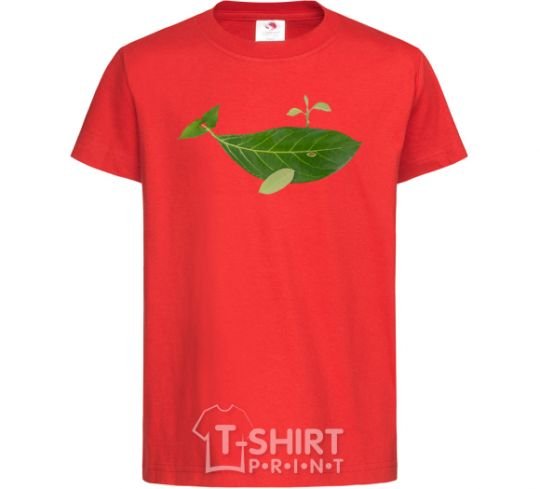 Kids T-shirt A whale of a leaf red фото