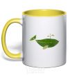 Mug with a colored handle A whale of a leaf yellow фото