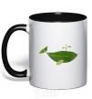 Mug with a colored handle A whale of a leaf black фото