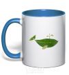 Mug with a colored handle A whale of a leaf royal-blue фото