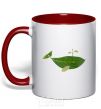 Mug with a colored handle A whale of a leaf red фото